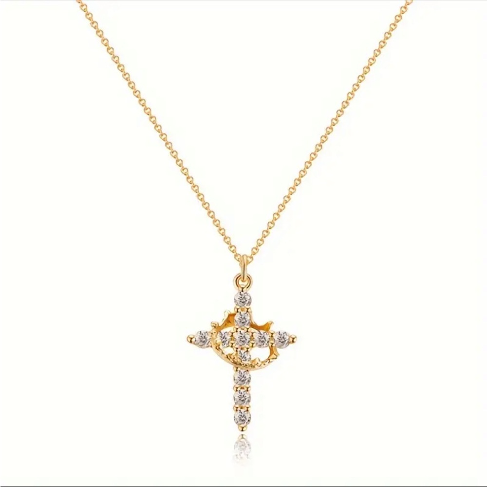 Cross and Crown Necklace, Crown and Cross Necklace, Jesus Is King Necklace